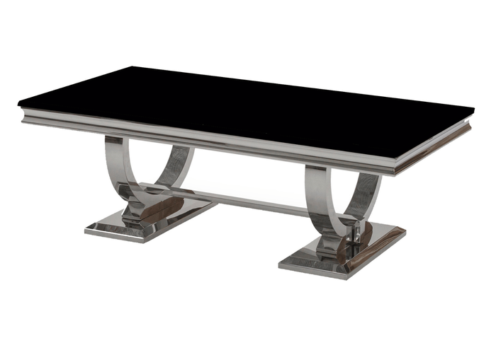 Stół glamour – czarny blat, chromowana podstawa 100x240 cm