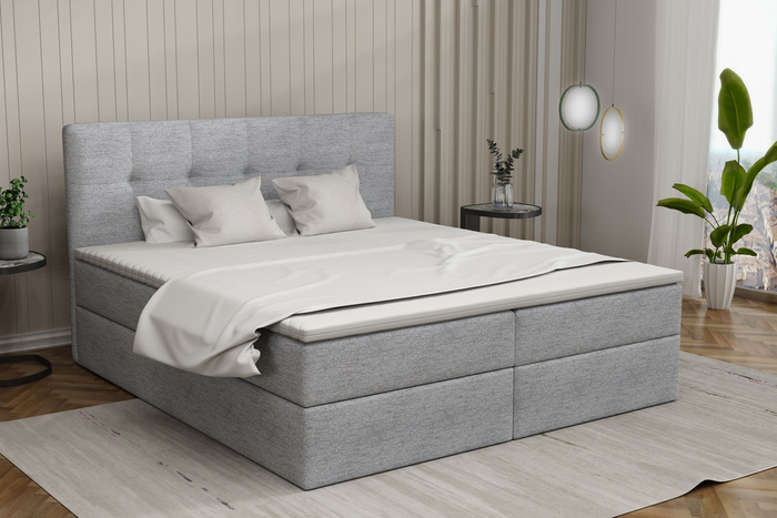 Łóżko kontynentalne Diego 120x200 z topperem i 2 pojemnikami na pościel