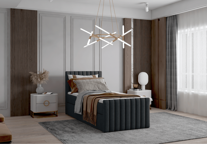 Łóżko pojedyncze kontynentalne boxspring HERA 93x218 cm