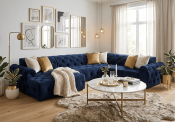 Narożnik z eleganckimi pikowaniami CANDY 334x254 cm