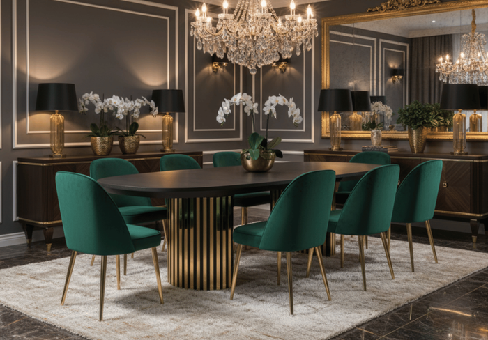 Stół rozkładany na ryflowanej nodze LUDWIK T72 GLAM 110x200-300 cm