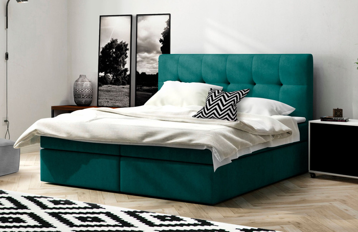 Łóżko kontynentalne Diego 140x200 z topperem i 2 pojemnikami na pościel 