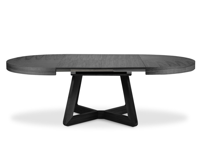 Stół Olaf okrągły drewniany  rozkładany czarny 130 cm - 230 cm T40
