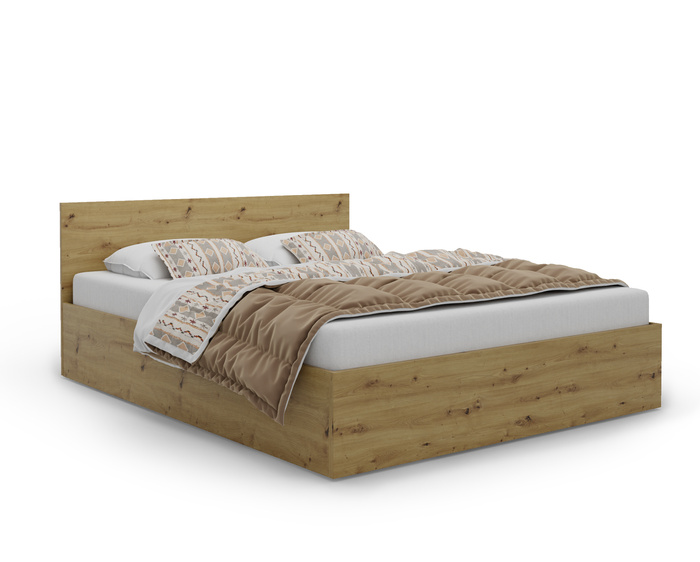 Łóżko drewniane dąb artisan z materacem ATENA 140x200cm