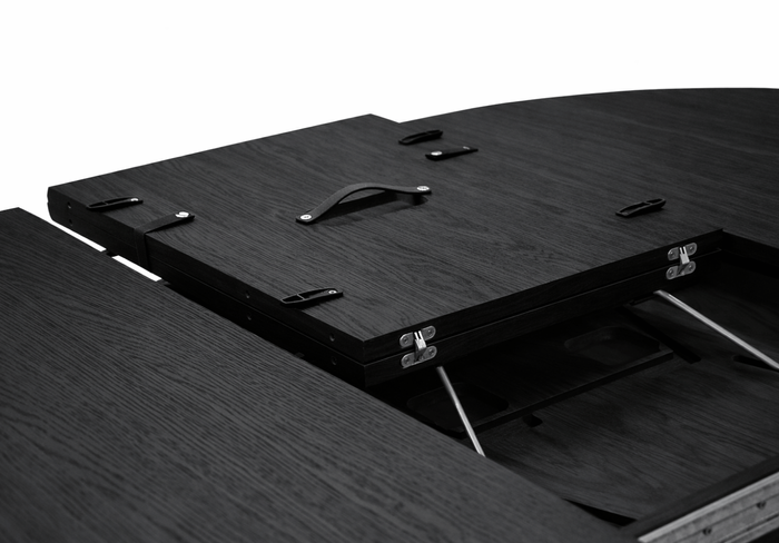 Stół okrągły, rozkładany na ryflowanej nodze DARIUSZ T68 130-180 cm