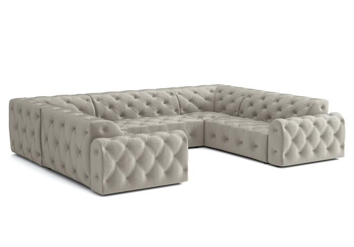 Narożnik U z eleganckimi pikowaniami CANDY 318x254 cm