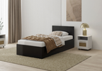 Łóżko pojedyncze, drewniane czarne z materacem ATENA 90x200cm