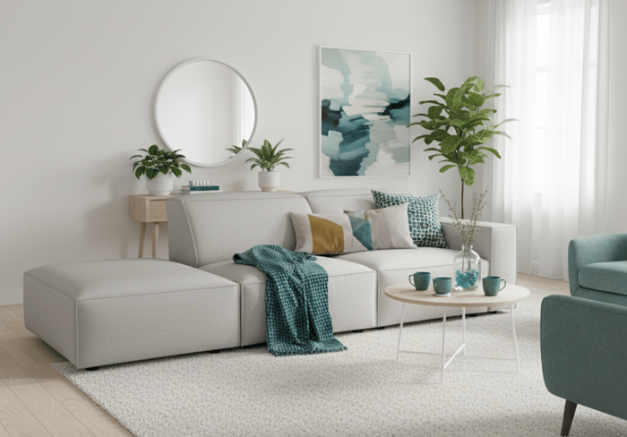 Sofa 3-osobowa z pufą LUCAS 262x102 cm