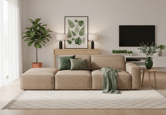 Sofa 3-osobowa z pufą LUCAS 262x102 cm