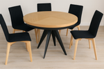 Stół Mietek okrągły rozkładany na metalowej podstawie 130 - 230 cm T49 