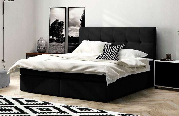 Łóżko kontynentalne Diego 140x200 z topperem i 2 pojemnikami na pościel 