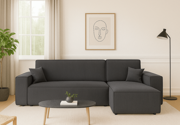 Narożnik uniwersalny z funkcją spania DENIS 244x142 cm