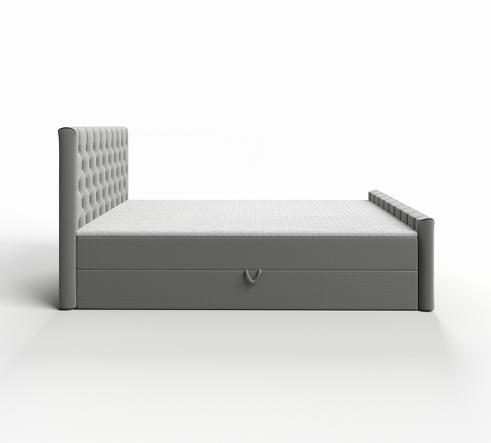 Venus łóżko tapicerowane 200x200 cm z pikowanym zagłowiem, materacem bonell i dwoma pojemnikami