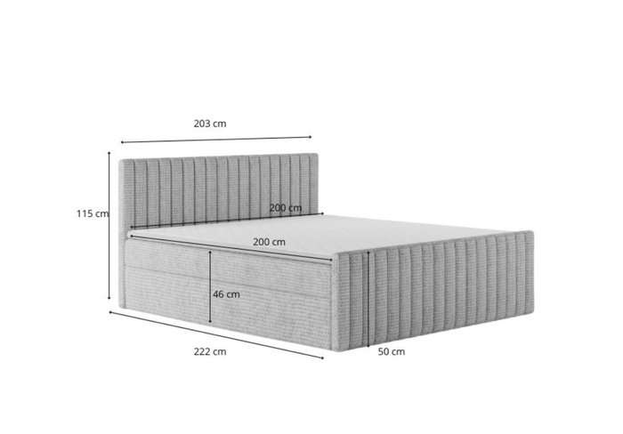 Łóżko kontynentalne boxspring HERA 202x222 cm