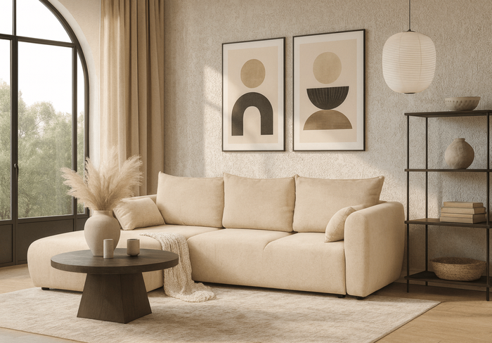 Narożnik lewostronny z funkcją spania LUNA 255x165 cm