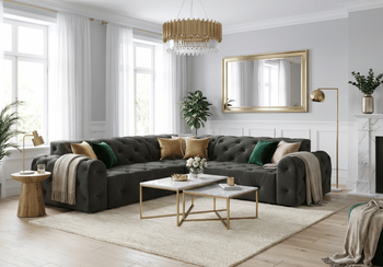 Narożnik z eleganckimi pikowaniami CANDY 254x254 cm