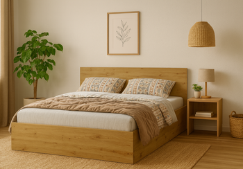 Łóżko drewniane dąb artisan z materacem ATENA 140x200cm