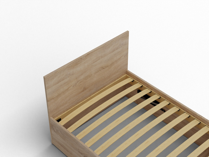 Łóżko pojedyncze, drewniane dąb sonoma z materacem ATENA 90x200cm