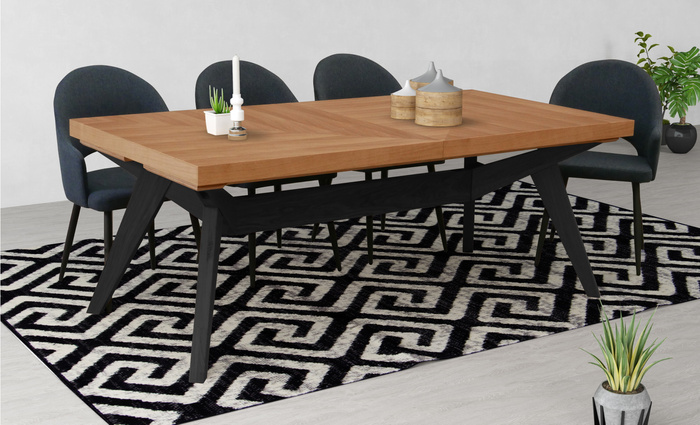 Stół Wacław prostokątny okrągły  rozkładany w stylu rustykalnym  100 cm x 200 - 300 cm T48