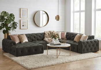 Narożnik z eleganckimi pikowaniami CANDY 334x254 cm