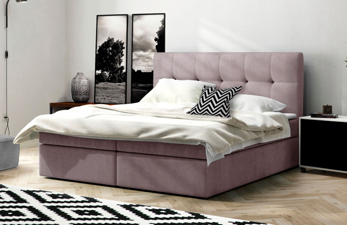 Łóżko kontynentalne Diego 180x200 z topperem i 2 pojemnikami na pościel