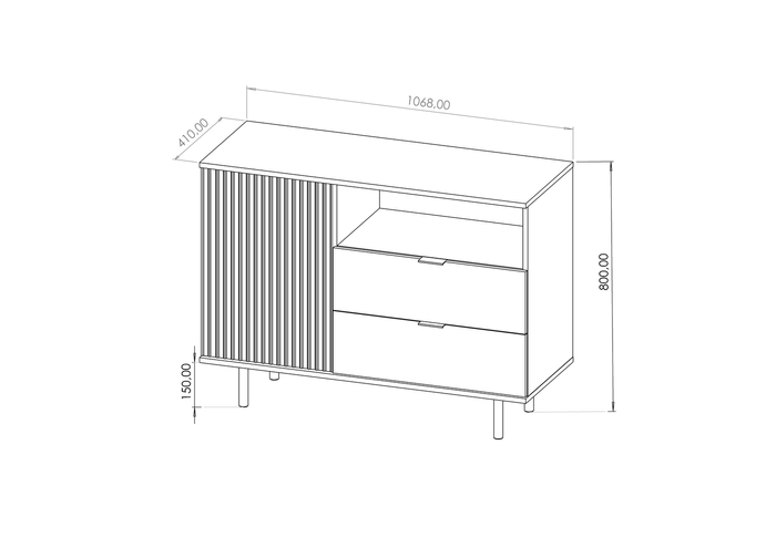 Aurora Mini komoda z pionowymi żłobieniami