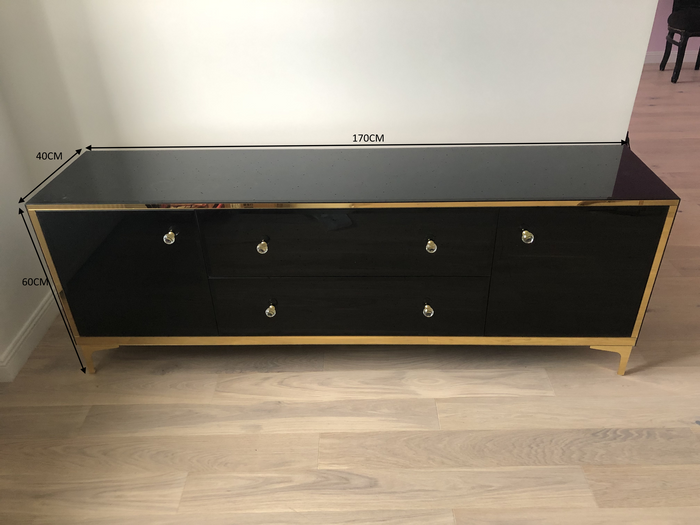 Komoda z czarnego szkła Australia 170x60x40 cm