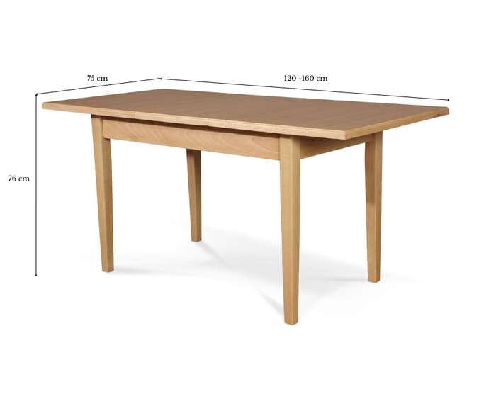 Drewniany stół kuchenny BONN 75 x 120 - 160  cm