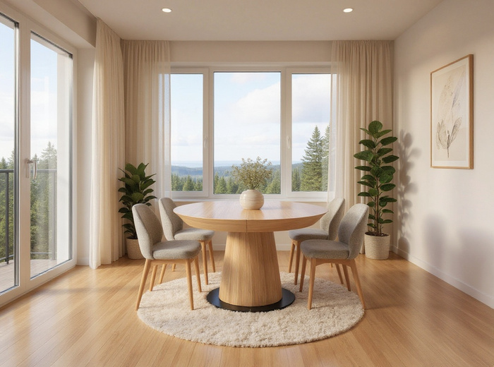 Stół Teodor nowoczesny, okrągły, rozkładany 130 cm - 230 cm T73