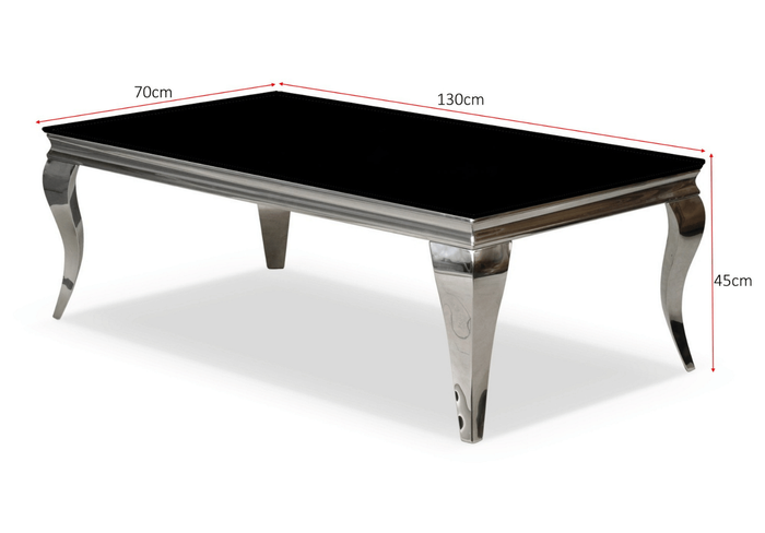 Stolik kawowy glamour – czarny blat, chromowana podstawa 130x70x45 cm