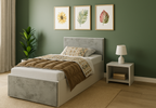 Łóżko pojedyncze z panelami tapicerowanymi i materacem ATENA 90x200cm