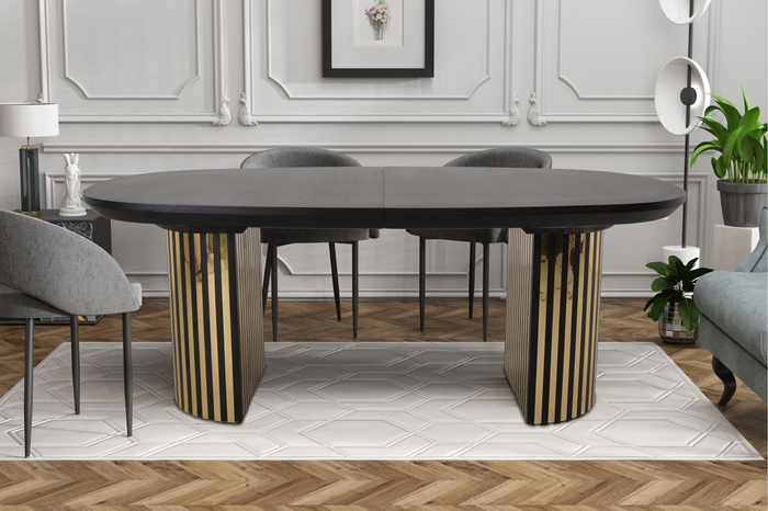 Stół Ludwik rozkładany na ryflowanej nodze 110 cm x 200 - 300 cm T72 GLAM