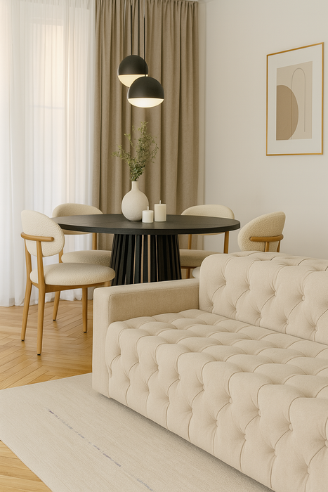 Stół Bartek okrągły, rozkładany na ażurowej nodze 110 - 210 cm T77