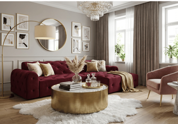 Narożnik z eleganckimi pikowaniami CANDY 260x170 cm