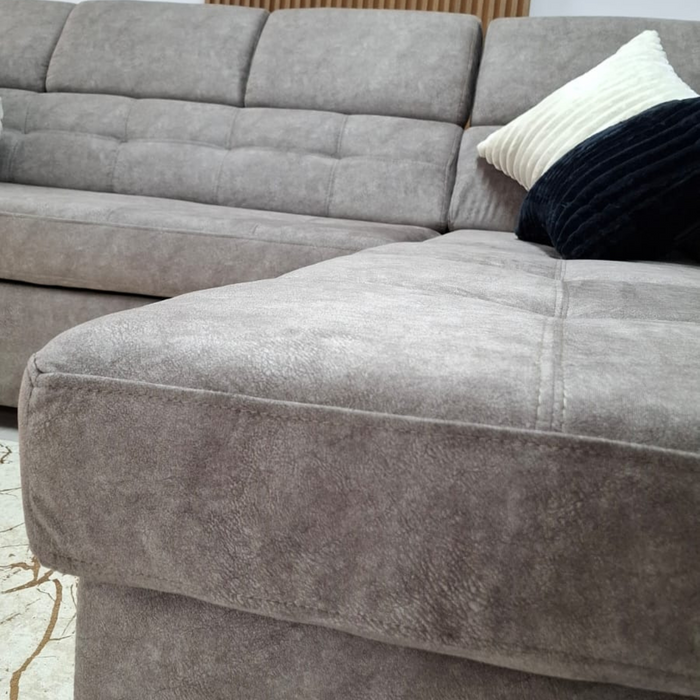 Narożnik z regulowanymi zagłówkami i funkcją spania Karo 264x162 cm