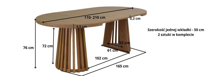 Stół okrągły rozkładany na ażurowej nodze 110 - 210 cm T77