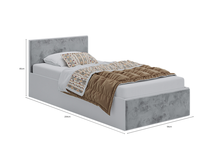 Łóżko pojedyncze z panelami tapicerowanymi i materacem ATENA 90x200cm