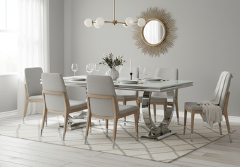 Stół glamour – biały blat, chromowana podstawa 100x240 cm