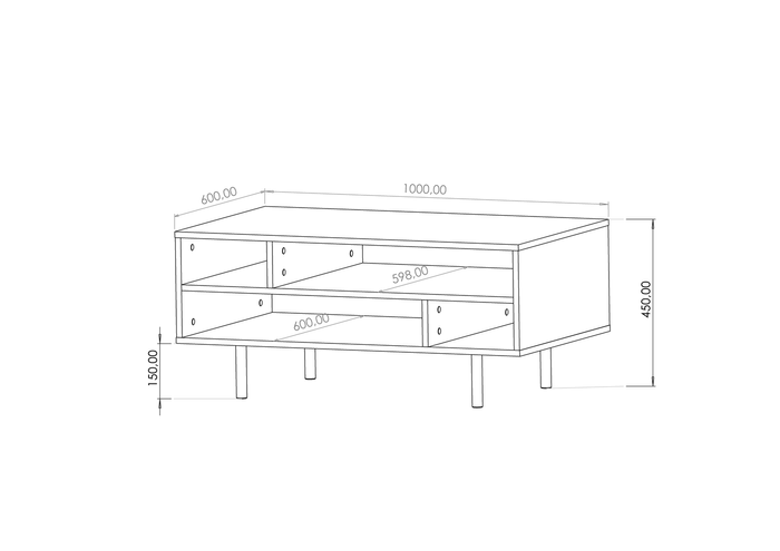 Aurora stolik kawowy z otwartymi pólkami