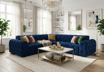 Narożnik z eleganckimi pikowaniami CANDY 254x254 cm