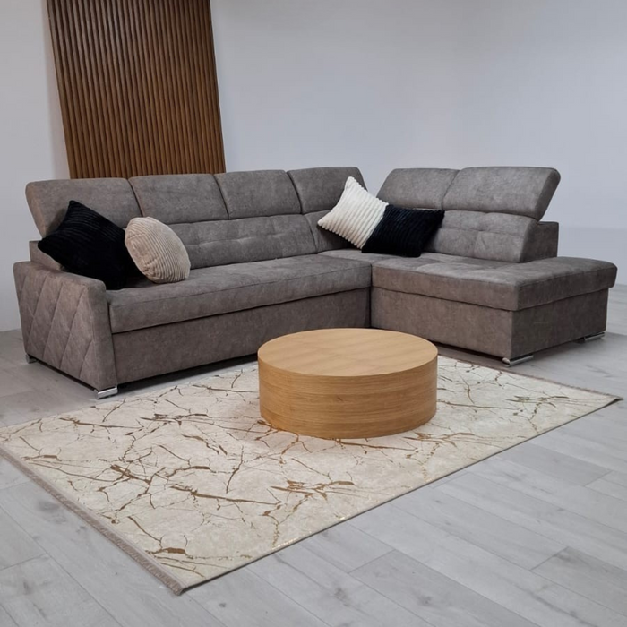 Narożnik z regulowanymi zagłówkami i funkcją spania Karo 264x162 cm