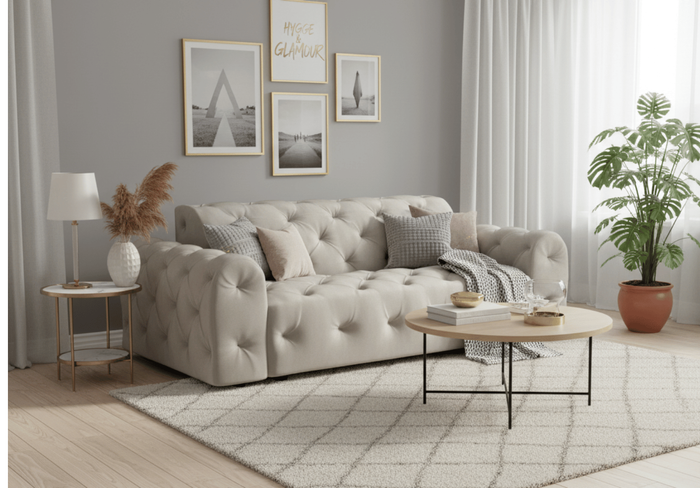 Sofa 4-osobowa z eleganckimi pikowaniami CANDY 255x107 cm