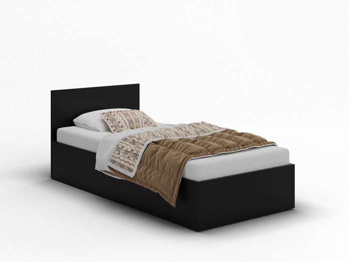 Łóżko pojedyncze, drewniane czarne z materacem ATENA 90x200cm