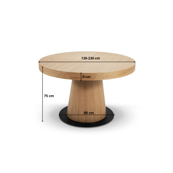 Nowoczesny okrągły stół rozkładany 130 cm - 230 cm T74