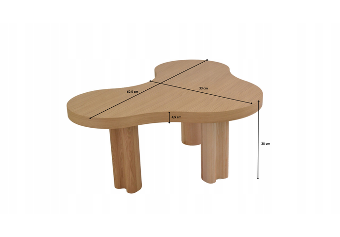 Stolik kawowy CIRRUS z fornirem dębowym 60,5 x 33 cm