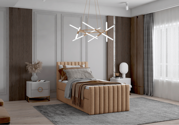 Łóżko pojedyncze kontynentalne boxspring HERA 93x218 cm