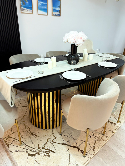 Stół Ludwik rozkładany na ryflowanej nodze 110 cm x 200 - 300 cm T72 GLAM