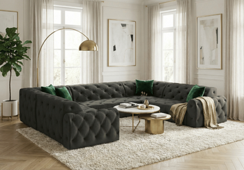 Narożnik U z eleganckimi pikowaniami CANDY 318x254 cm