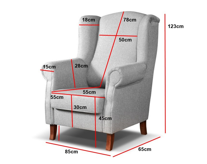 LONDYN fotel tapicerowany uszak 123x75 cm
