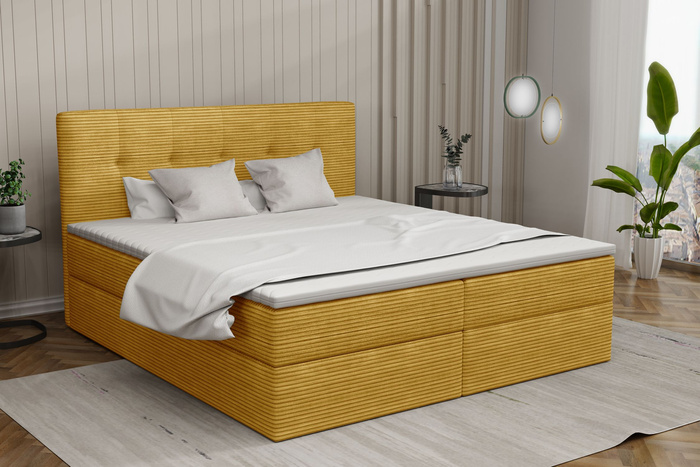 Łóżko kontynentalne Diego 180x200 z topperem i 2 pojemnikami na pościel 